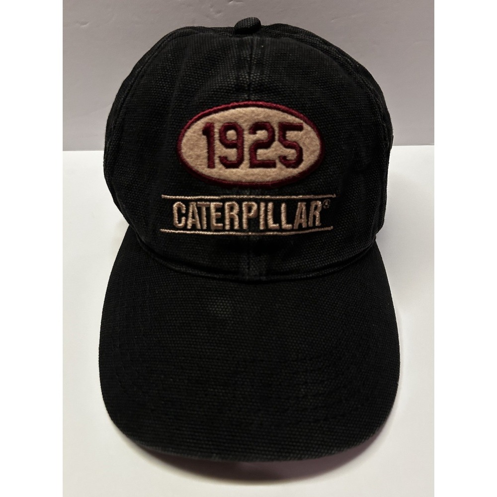 Caterpillar 1925 Heritage Black Canvas Baseball Cap Hat CAT Embroidered Mens